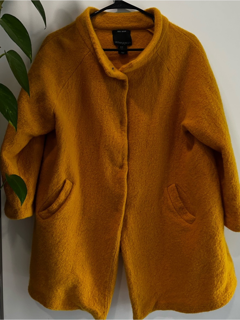 100% Wool Coat in Mustard Yellow Cocoon Cut Women’s XXL Mid Century Modern